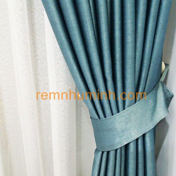 Rèm vải giá rẻ tại Cẩm lệ Đà nẵng - Rèm vải màu xanh lơ