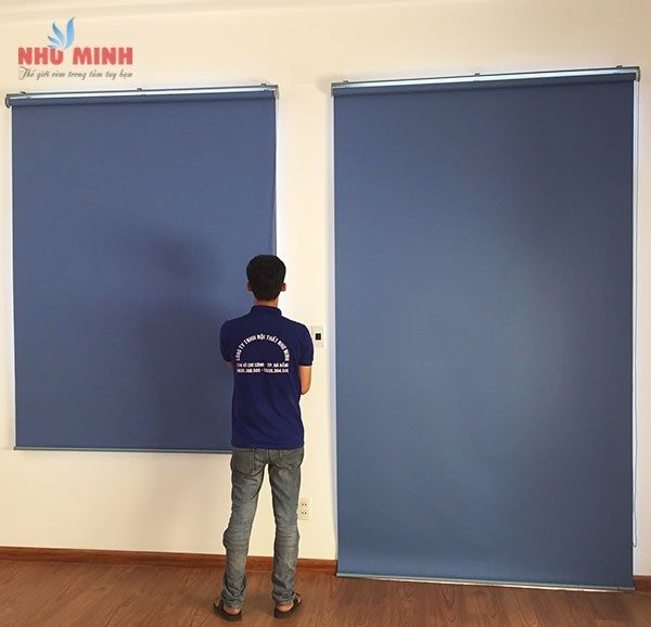 Rèm cuốn chống nắng tại Đà Nẵng - Rèm cuốn văn phòng màu xanh mã 009