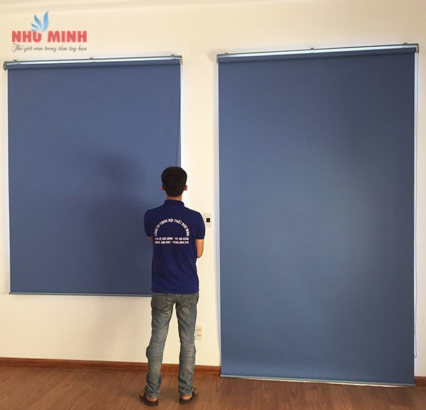 Rèm cuốn chống nắng tại Đà Nẵng - Rèm cuốn văn phòng màu xanh mã 009