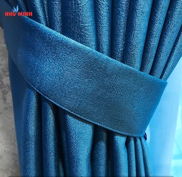 Rèm vải cao cấp Đà Nẵng - Mẫu rèm vải 2 lớp màu xanh dương mã NM007