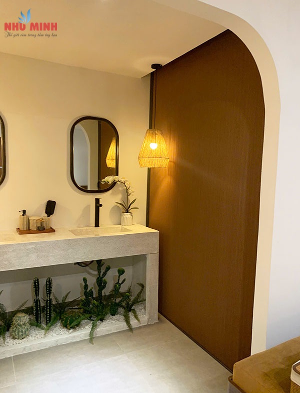 Vách rèm tổ ong ngăn lạnh cầu thang tại Đà Nẵng - Mẫu vách tổ ong màu nâu mã 004.