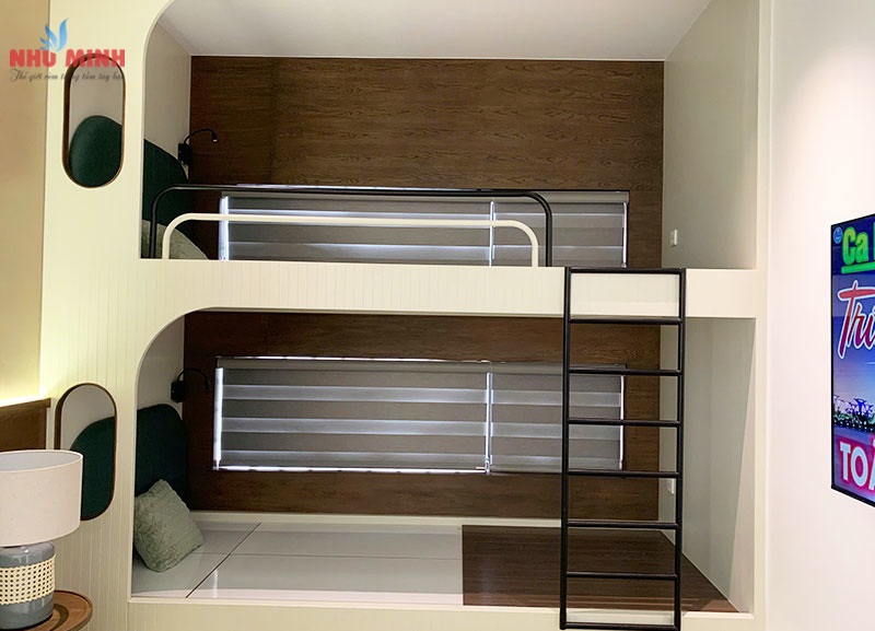 Như Minh thi công rèm vải 2 lớp chống nắng tuyệt đối tại villa ở Hội An