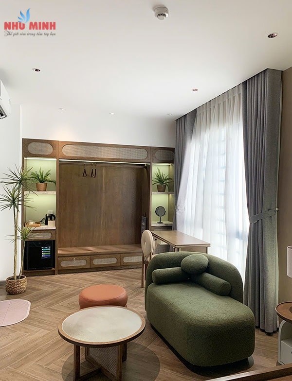 Như Minh thi công rèm vải 2 lớp chống nắng tuyệt đối tại villa ở Hội An