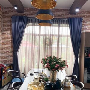 Rèm vải đẹp tại Đà Nẵng - Mẫu rèm vải 2 lớp màu ghi tím mã NM199-19