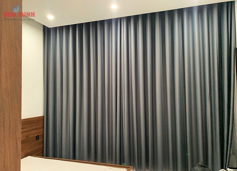 Rèm vải 2 lớp màu ghi đậm sang trọng tại Đà Nẵng - vải cản sáng mã NM18-17