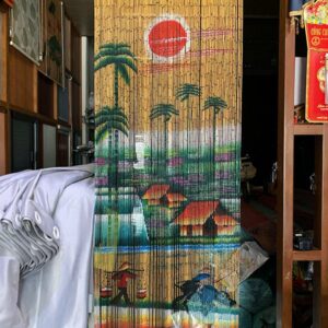 Rèm tranh ống trúc trang trí tại Đà Nẵng - Mẫu tranh hoàng hôn làng quê
